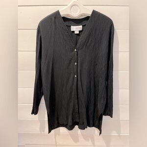 🖤 NYGÅRD COLLECTION Vintage Black Crinkle Tunic – Size 16